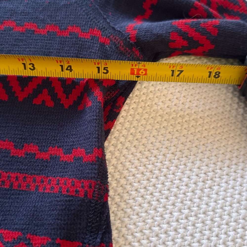 LUCKY BRAND Woven Navy & Red Fair Isle Knit Top Lightweight Thermal Tee - Picture 6 of 15